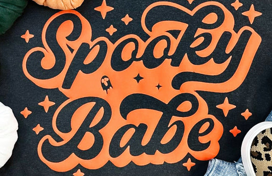 Spooky Babe Orange PUFF Screen Print (Adult)