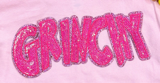 Youth Pink Grinchy Sequins Patch