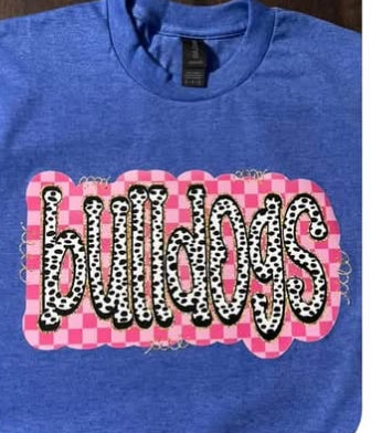 *SALE ITEM Bulldogs Polkadot on Pink Checkered Background