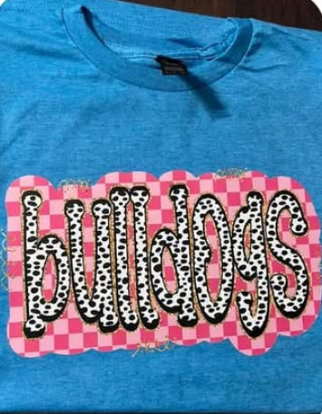 *SALE ITEM Bulldogs Polkadot on Pink Checkered Background