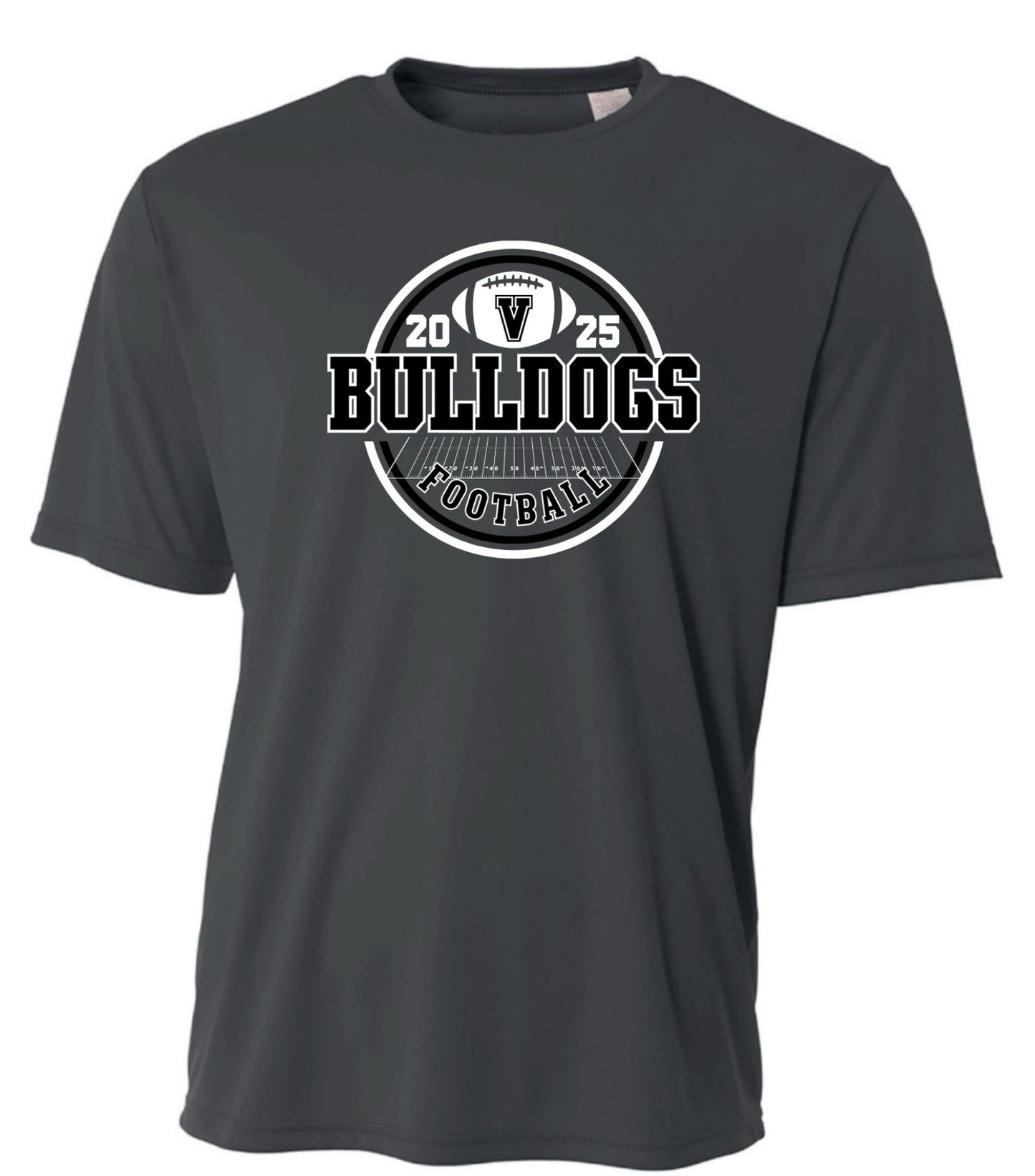 Vancleave Bulldogs Circle Football Shirt - Gildan or A4 Brand T-Shirt (Adult)