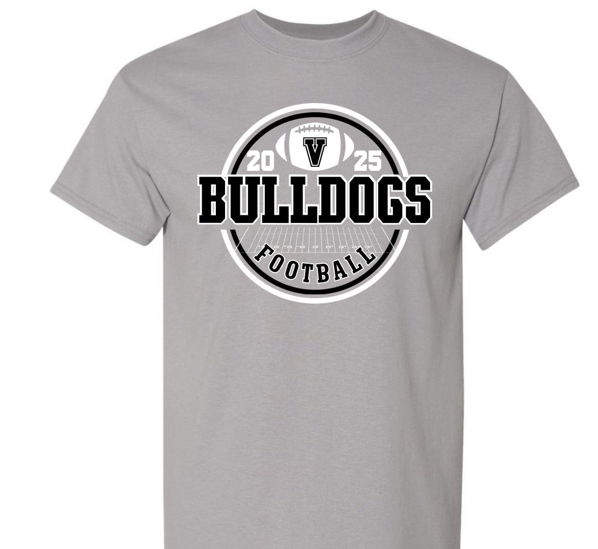 Vancleave Bulldogs Circle Football Shirt - Gildan or A4 Brand T-Shirt (Adult)