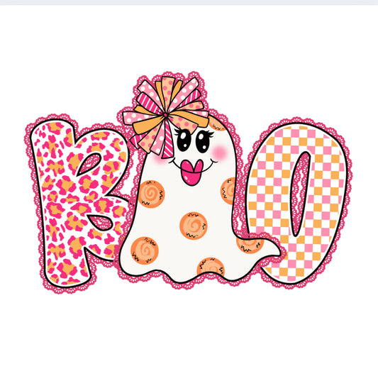 Pink Lace Boo Ghost With Lips (Youth)