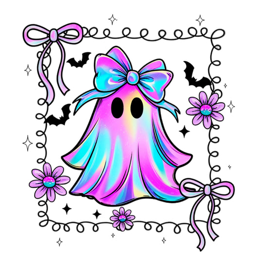 Iridescent Ghost W/ Bow Doodle Outline (Youth)