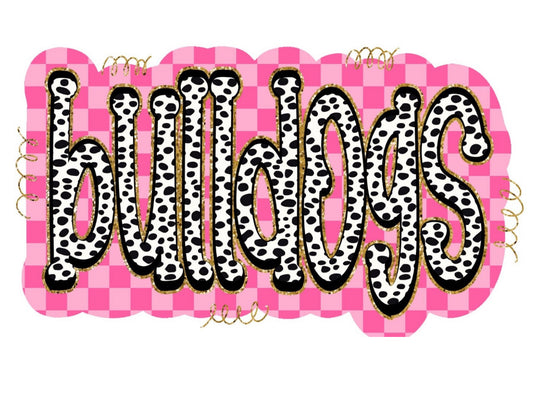 *SALE ITEM Bulldogs Polkadot on Pink Checkered Background