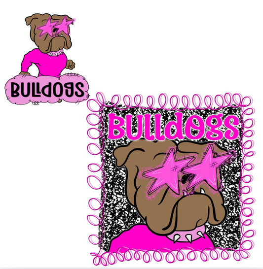 *SALE ITEM Doodle Border Preppy Bulldogs Front/Back Design