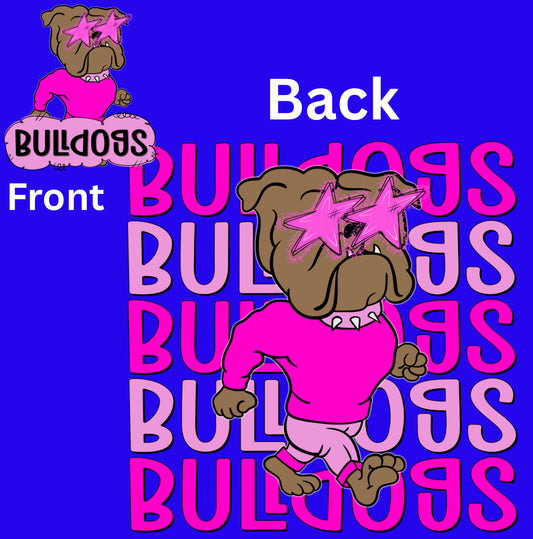 Preppy Walking Bulldog With Star Eyes Front/Back Design (Youth)