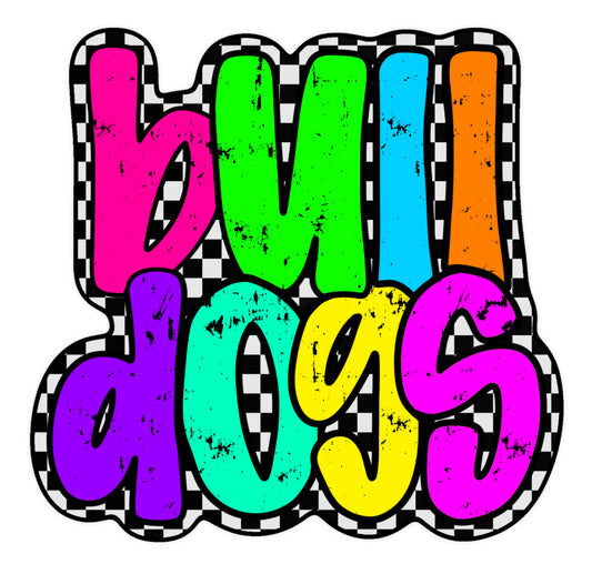 Neon Bulldogs With Checkered Background Design (Youth)