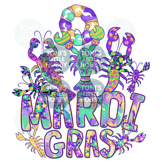 Mardi Gras Watercolor Crawfish Design